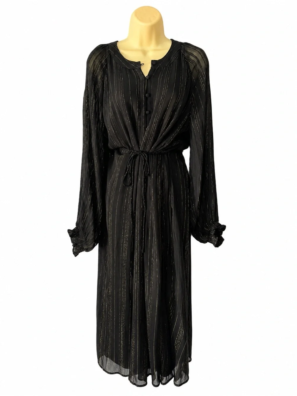 Smash + Tess x ISKRA Lawrence Showstopper Midi Dress Black Gold Metallic M/L - Picture 2 of 11